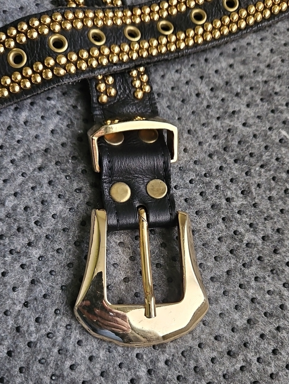 Christian Louboutin Leather Studded Belt with Gold Hardware - Picture 2 of 5
